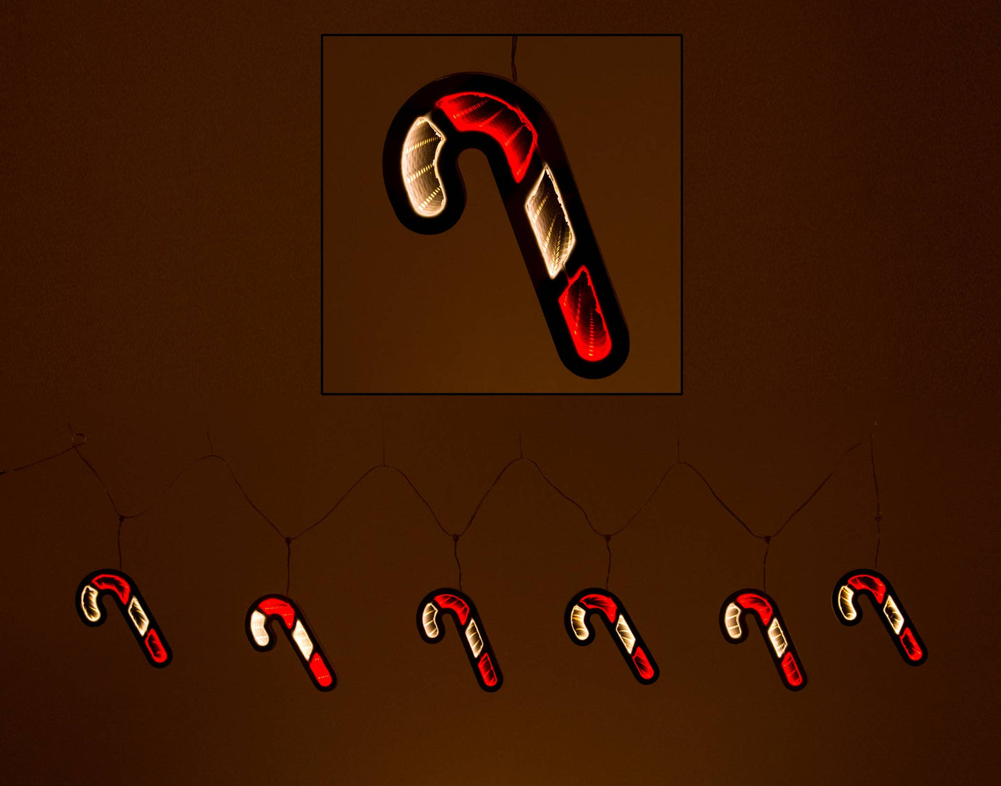 70" Candy Cane Garland Infinity Light