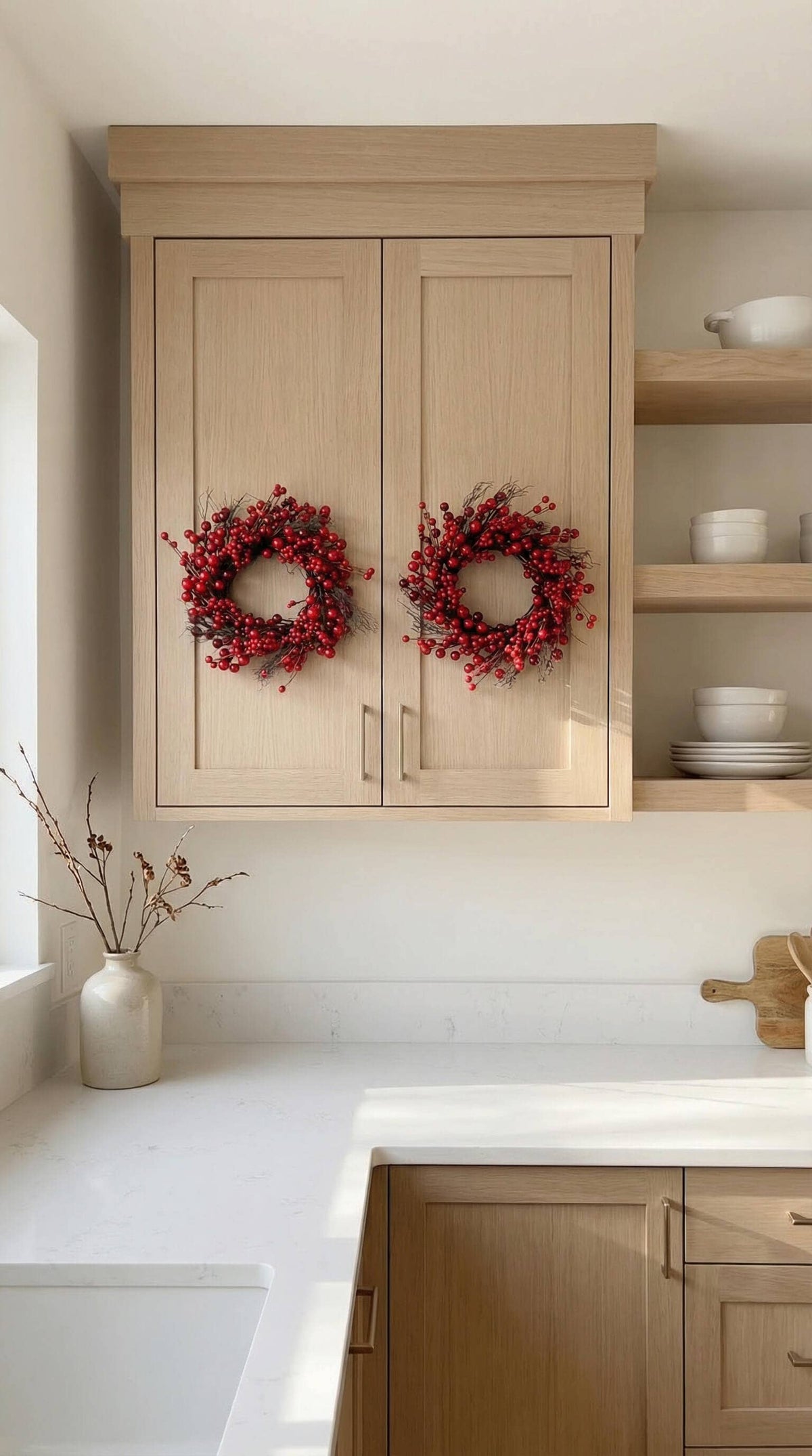 Hycroft Home Decor - Faux Christmas Wreath, Red Berry, 14 Inch