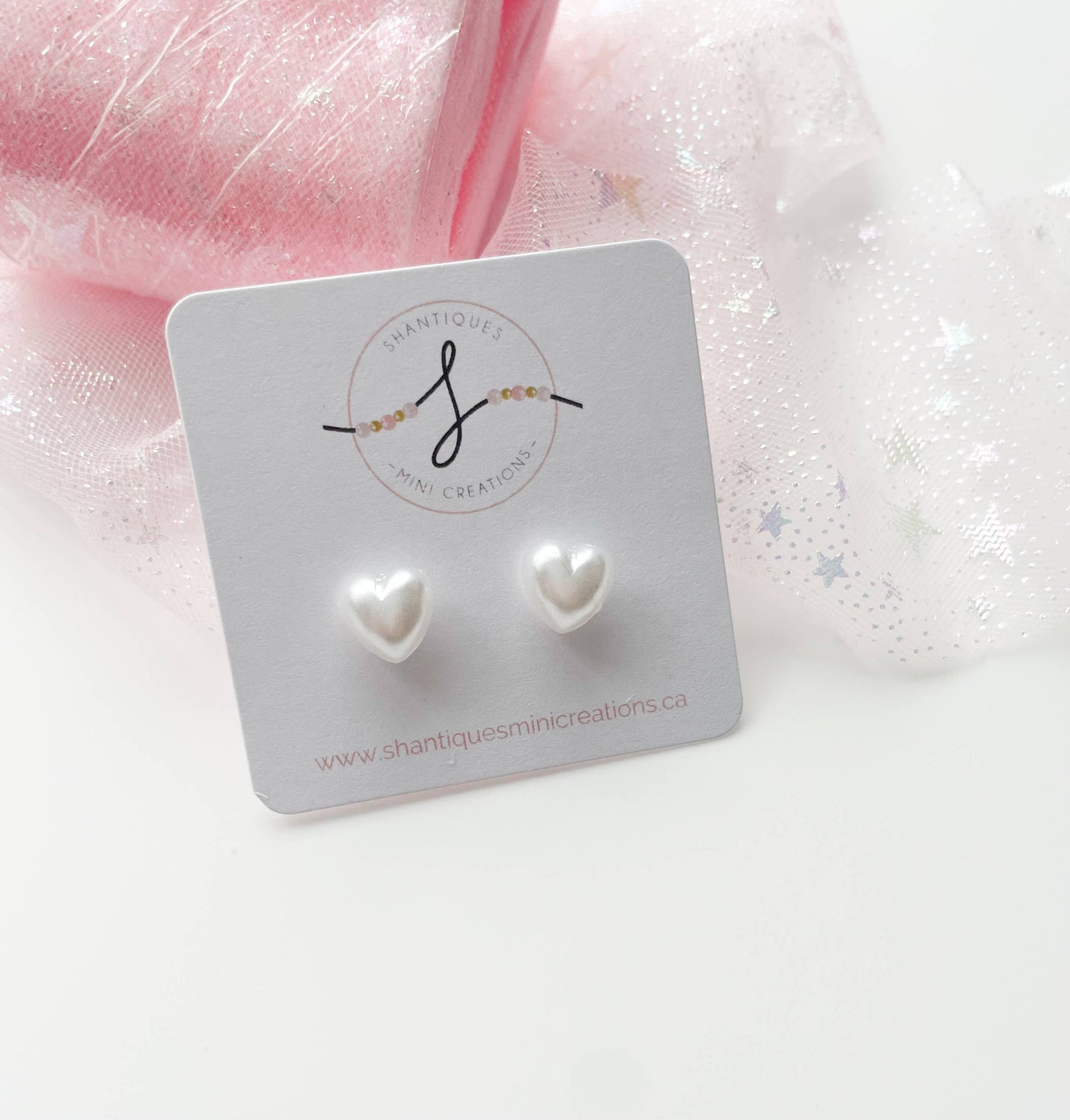 Shantiques Mini Creations - Earrings - Metallic and Translucent Hearts: Purple / Post