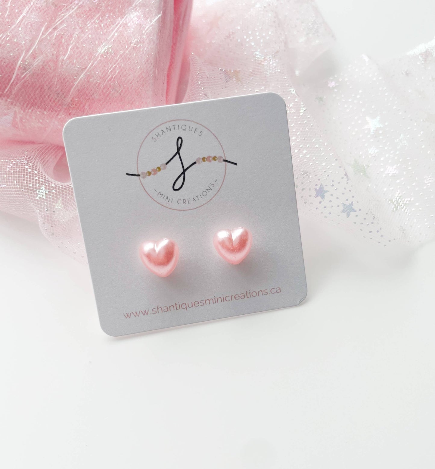 Shantiques Mini Creations - Earrings - Metallic and Translucent Hearts: Purple / Post