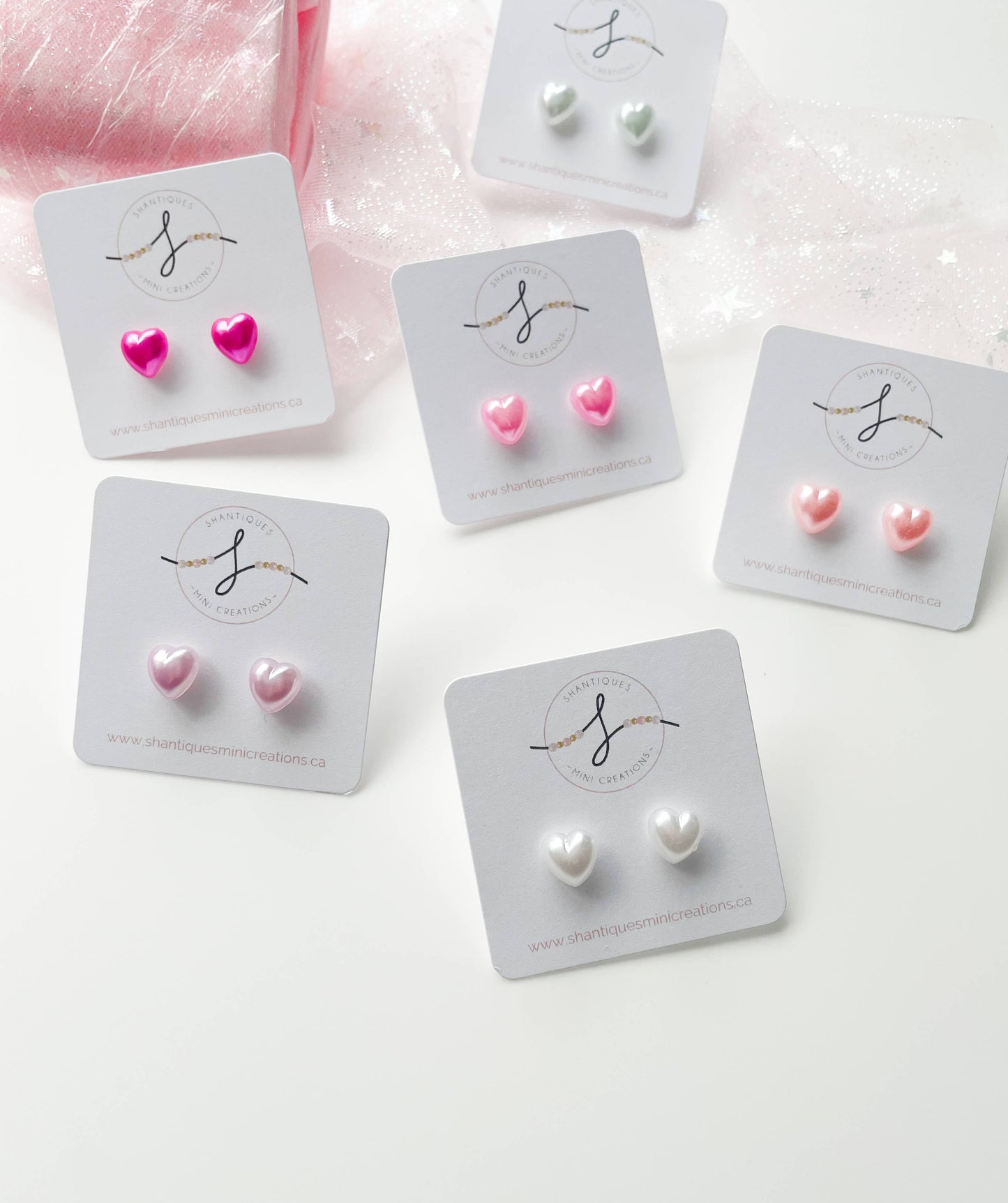 Shantiques Mini Creations - Earrings - Metallic and Translucent Hearts: Purple / Post