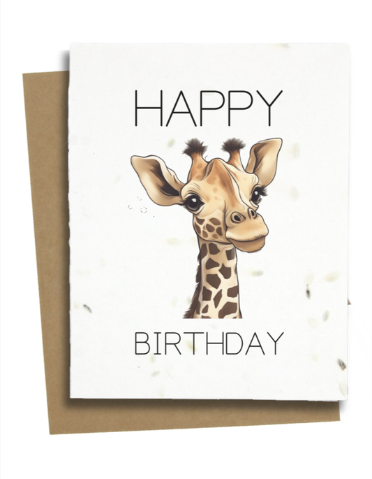 Greet n' Grow Plantable Cards - Giraffe Birthday Card: Wildflower