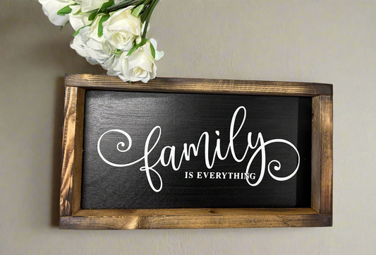 Family Wood Sign, Wood Sign, Quotes Signs, Family Sign: Black / 7"x13" Framed