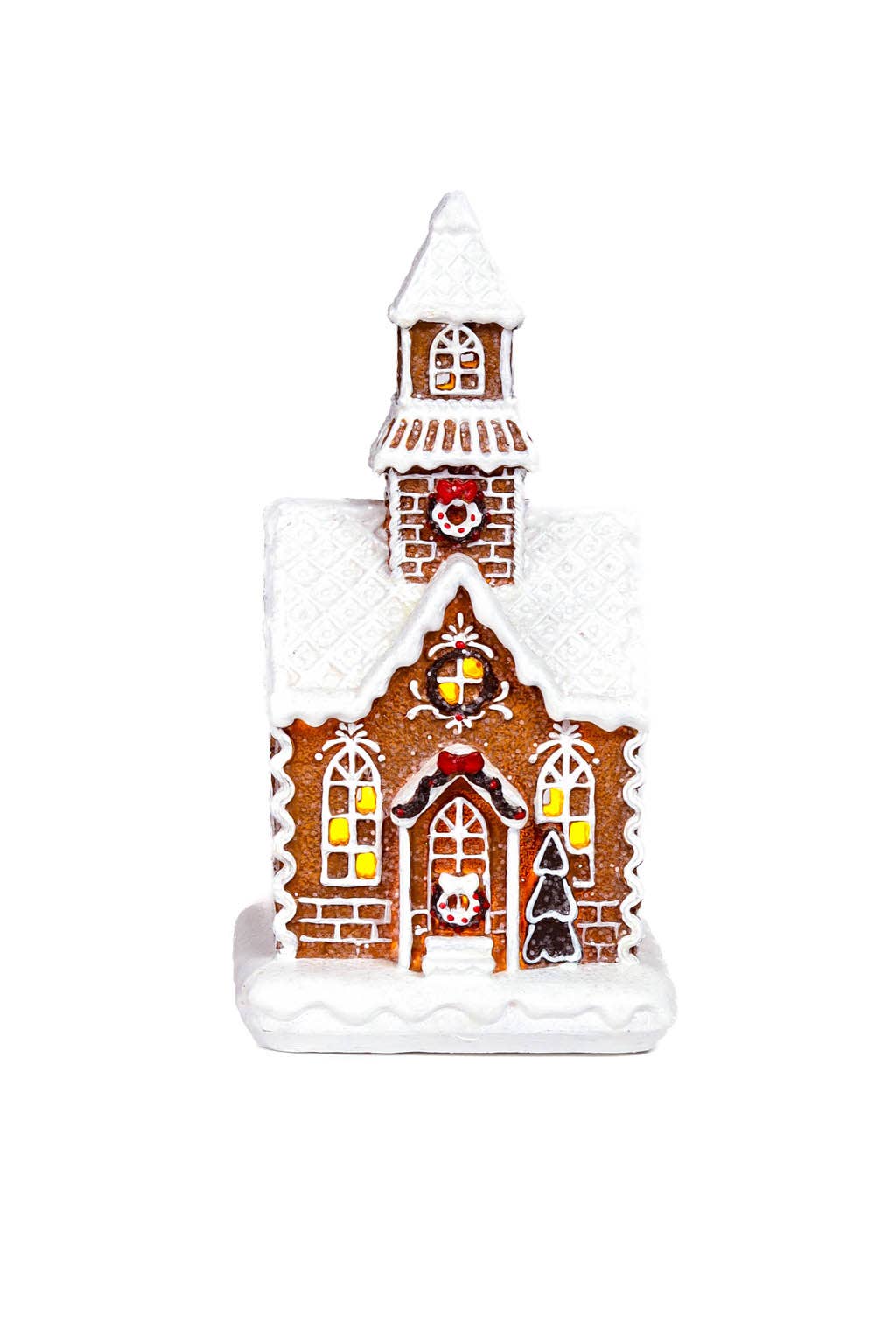 Starlight Collection - Brown/White Gingerbread Home Display with Sequins and Snow
