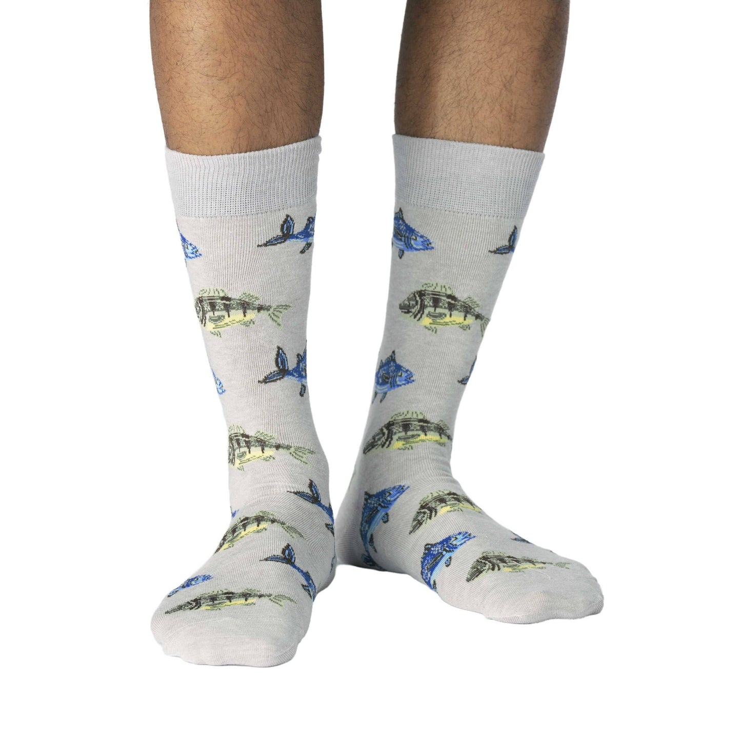 Men's Big & Tall School Of Fish Socks: Shoe Size 13-17