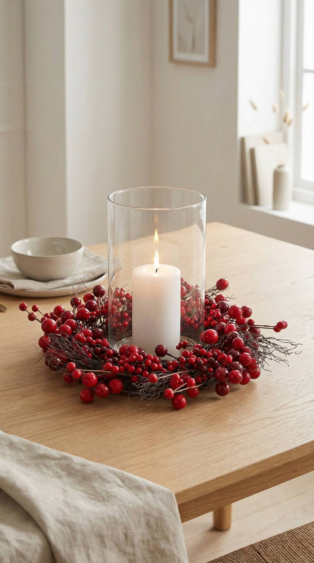 Hycroft Home Decor - Faux Christmas Wreath, Red Berry, 14 Inch