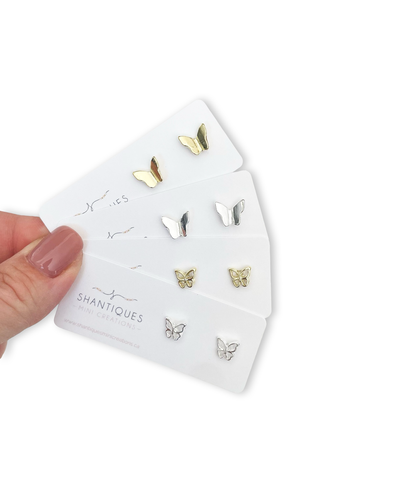 Earrings - Metallic Butterflies: Large Gold / Post