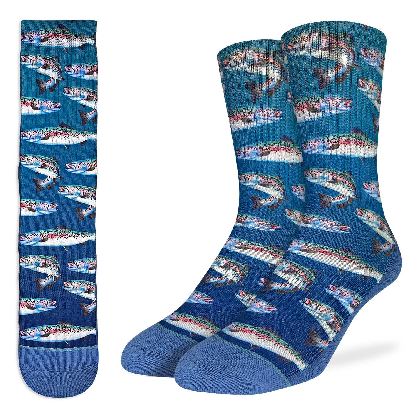 Good Luck Sock - Men's Rainbow Trout Socks: Shoe Size 8-13