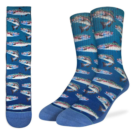 Good Luck Sock - Men's Rainbow Trout Socks: Shoe Size 8-13