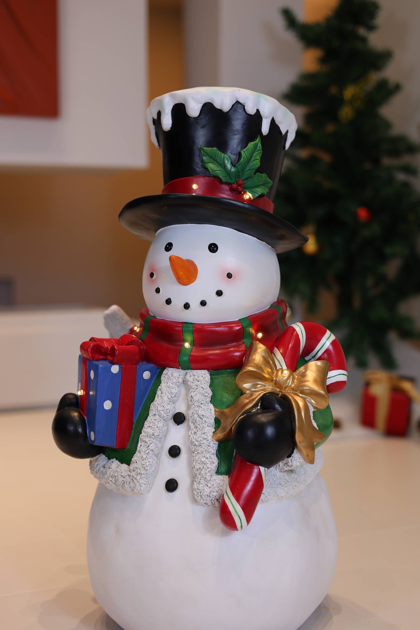 Hi-Line Gift Ltd. - Snowman Statue with LED Lights Lighted Christmas Décor