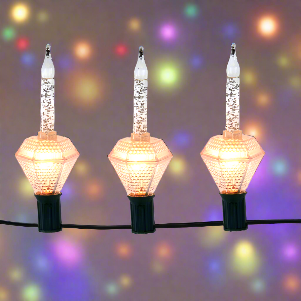 7L SILVER GLITTER DIAMOND BUBBLE LIGHT SET