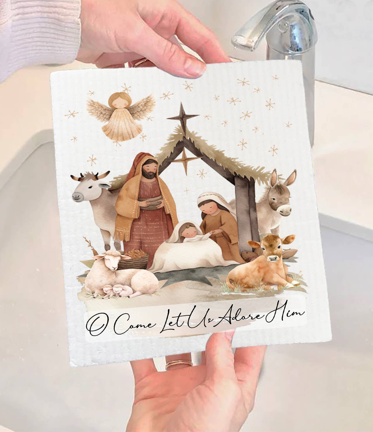 Avery Lane Gifts - Christmas Nativity Christ is Born Swedish Dishcloth