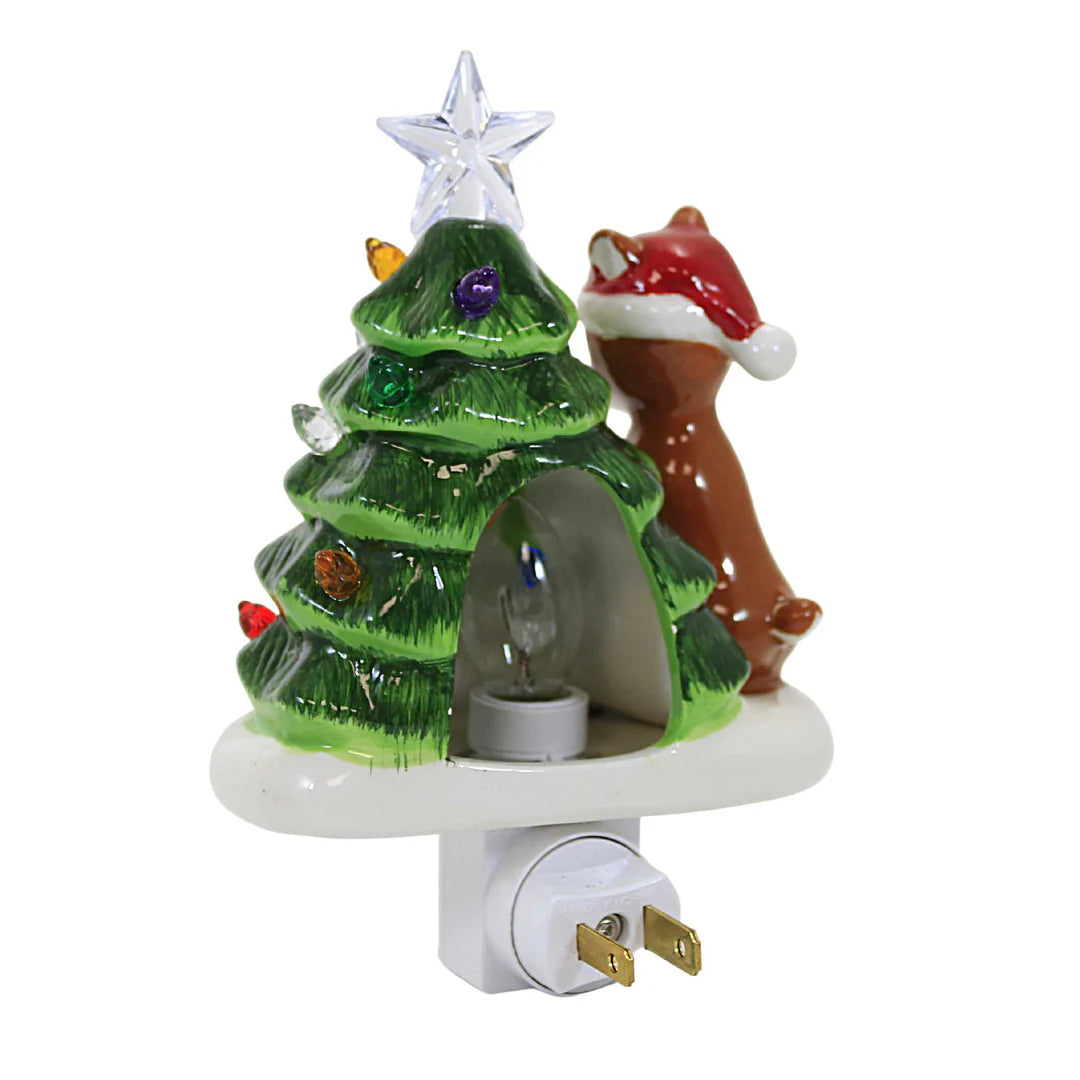 Christmas 6.5" Rudolph With Vintage Tree Night Light, Electric Plug-In by Roman Inc.