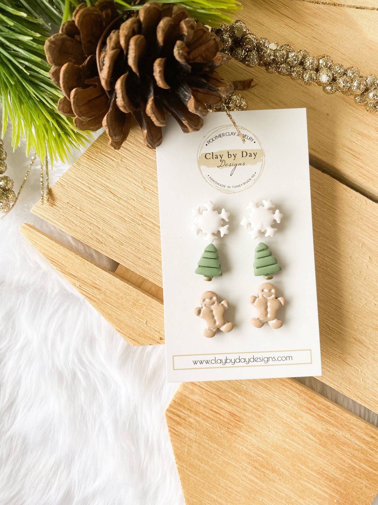 Christmas Minis Stud Pack of 3- Winter Clay Earrings
