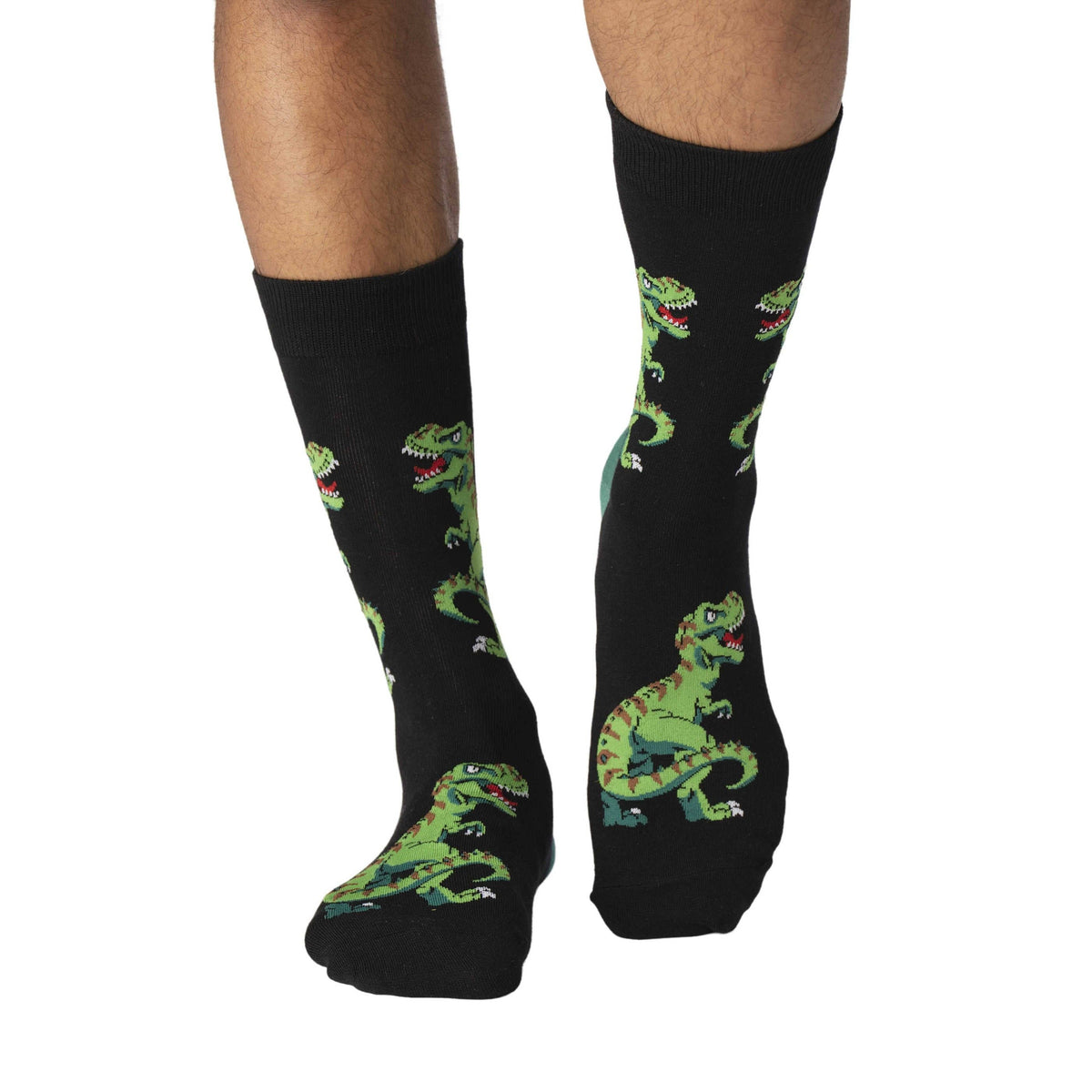 Good Luck Sock - Men's T-Rex Dinosaur Socks: Shoe Size 7-12