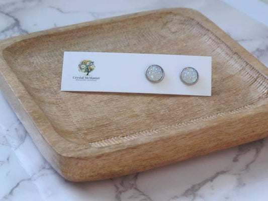 Crystal McMaster Jewellery Designer - Druzy Clear Stud Earrings