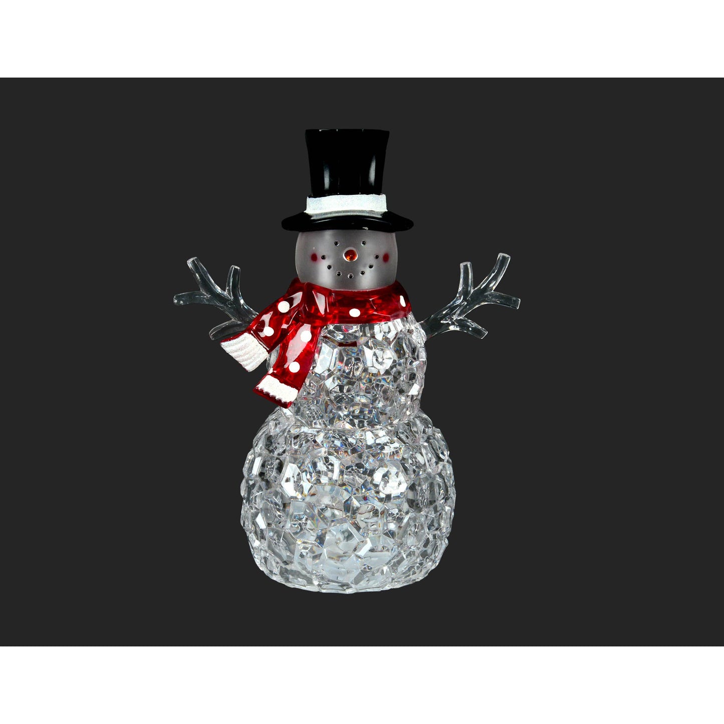 Christmas Tradition - 12" Clear Acrylic LED Snowman w/Red Scarf