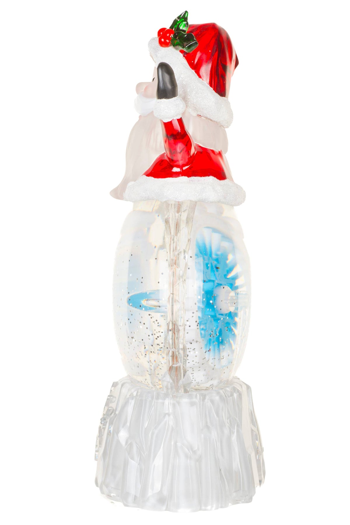 Starlight Collection - NEW-White Santa Snow Globe with Spinning Ship's Helm