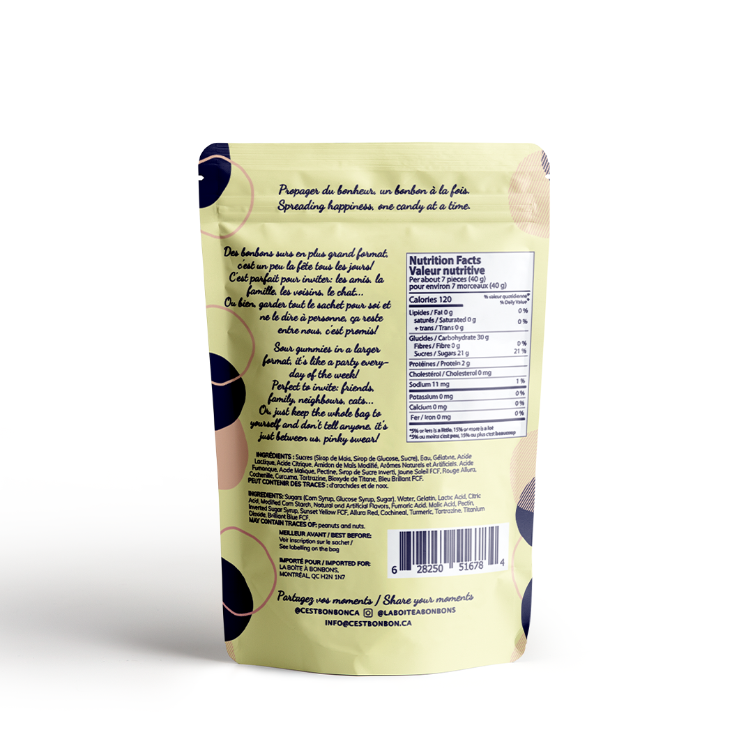 c'est BONBON- Canada - Sour Mix - 350g Large - Gummy Candies