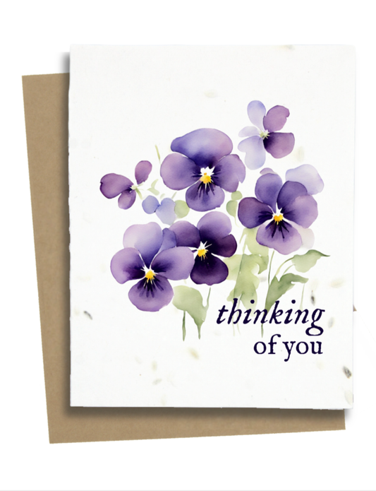 Greet n' Grow Plantable Cards - Plantable Thinking Of You Card With Violets: Wildflower