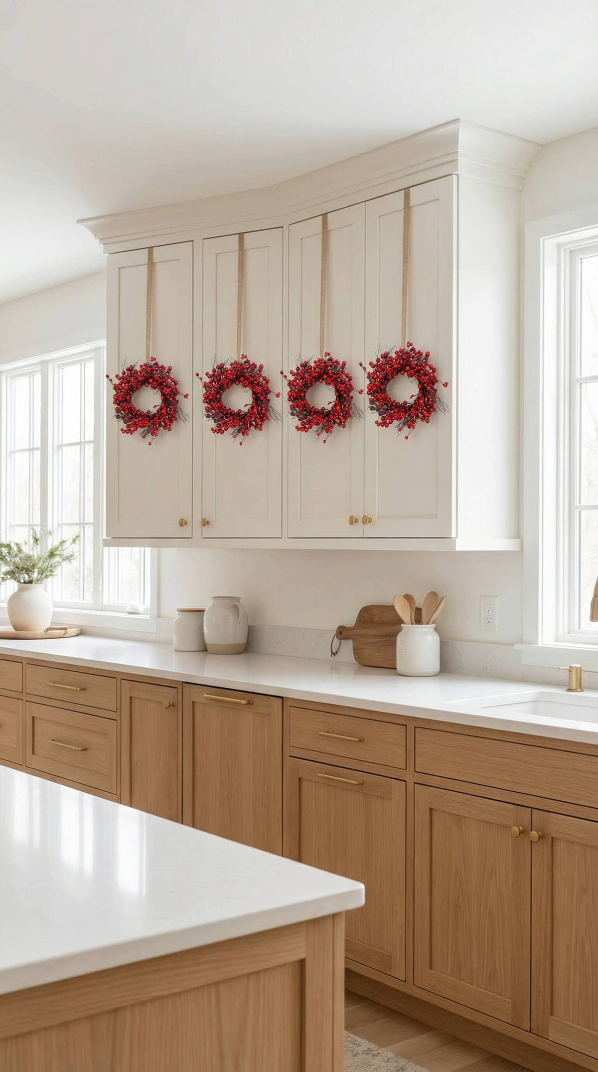 Hycroft Home Decor - Faux Christmas Wreath, Red Berry, 14 Inch