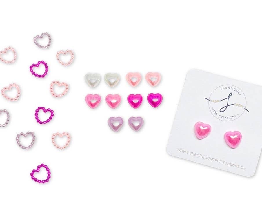 Shantiques Mini Creations - Earrings - Metallic and Translucent Hearts: Purple / Post