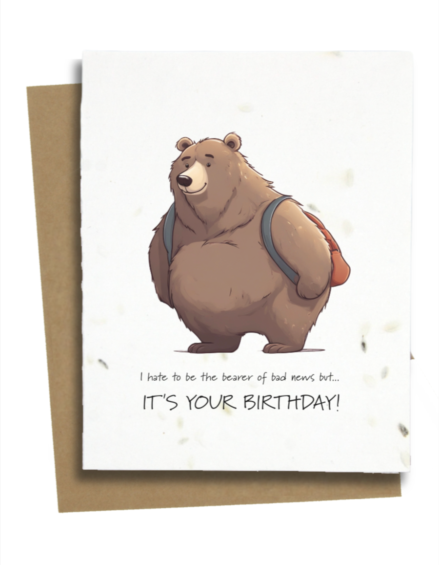 Greet n' Grow Plantable Cards - Grizzly Bear Birthday Card: Wildflower