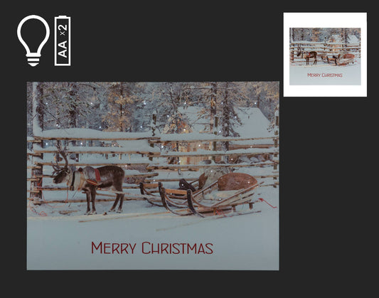 Christmas Tradition - 16x12" LED Canvas w/Reindeer, Sleigh & Merry Christmas