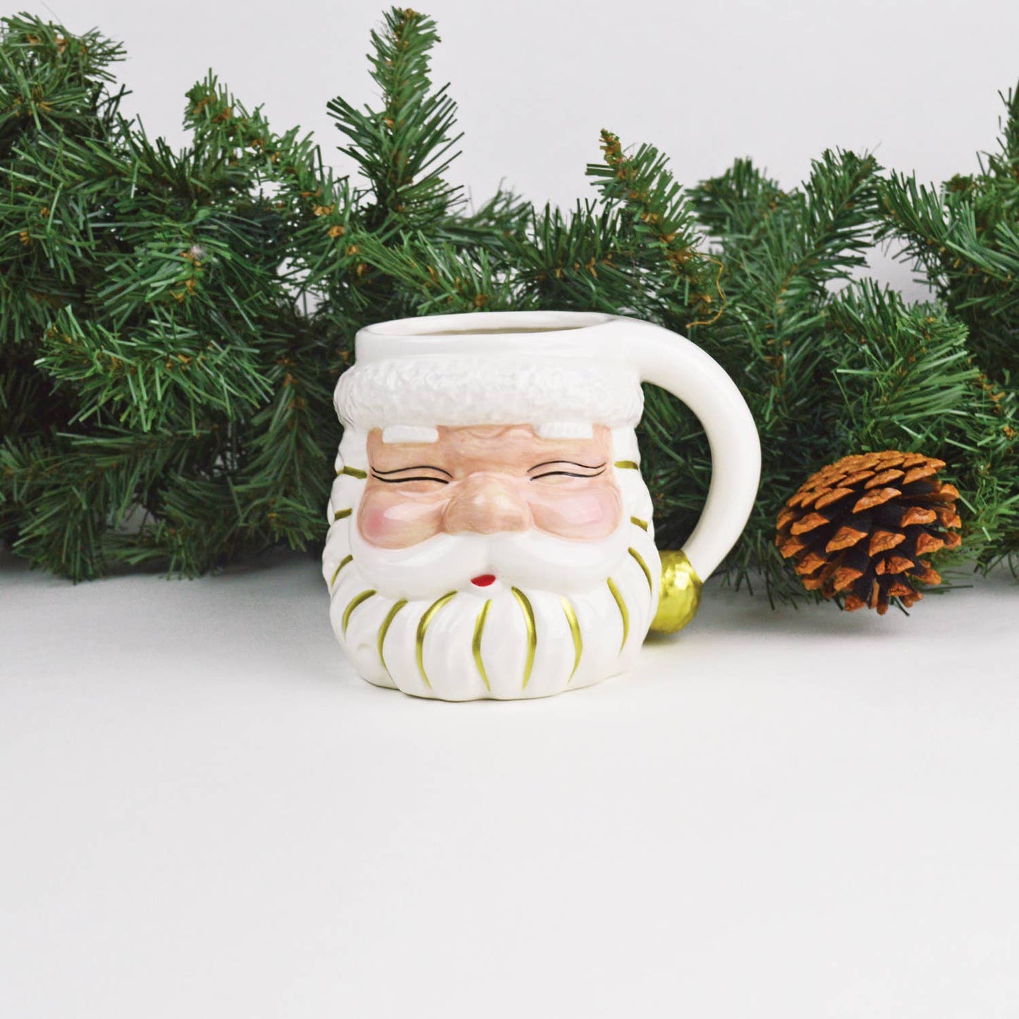 8 Oak Lane - White Santa Coffee Mug, Ceramic, 8 oz