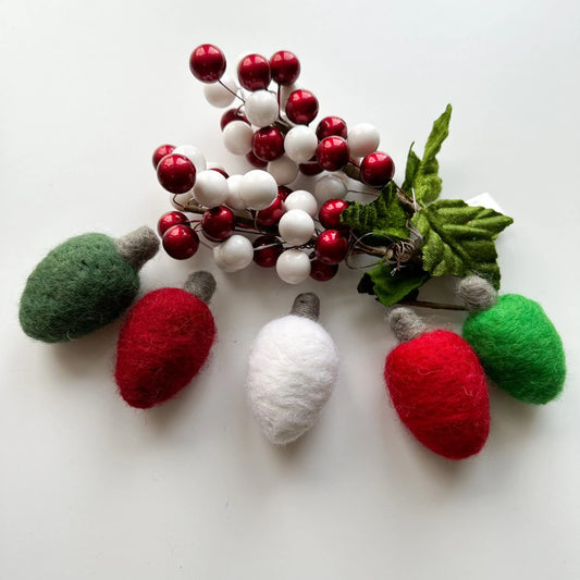 Sewing Seeds Play - Felt Christmas Ombre Light Bulbs - Set Of Five