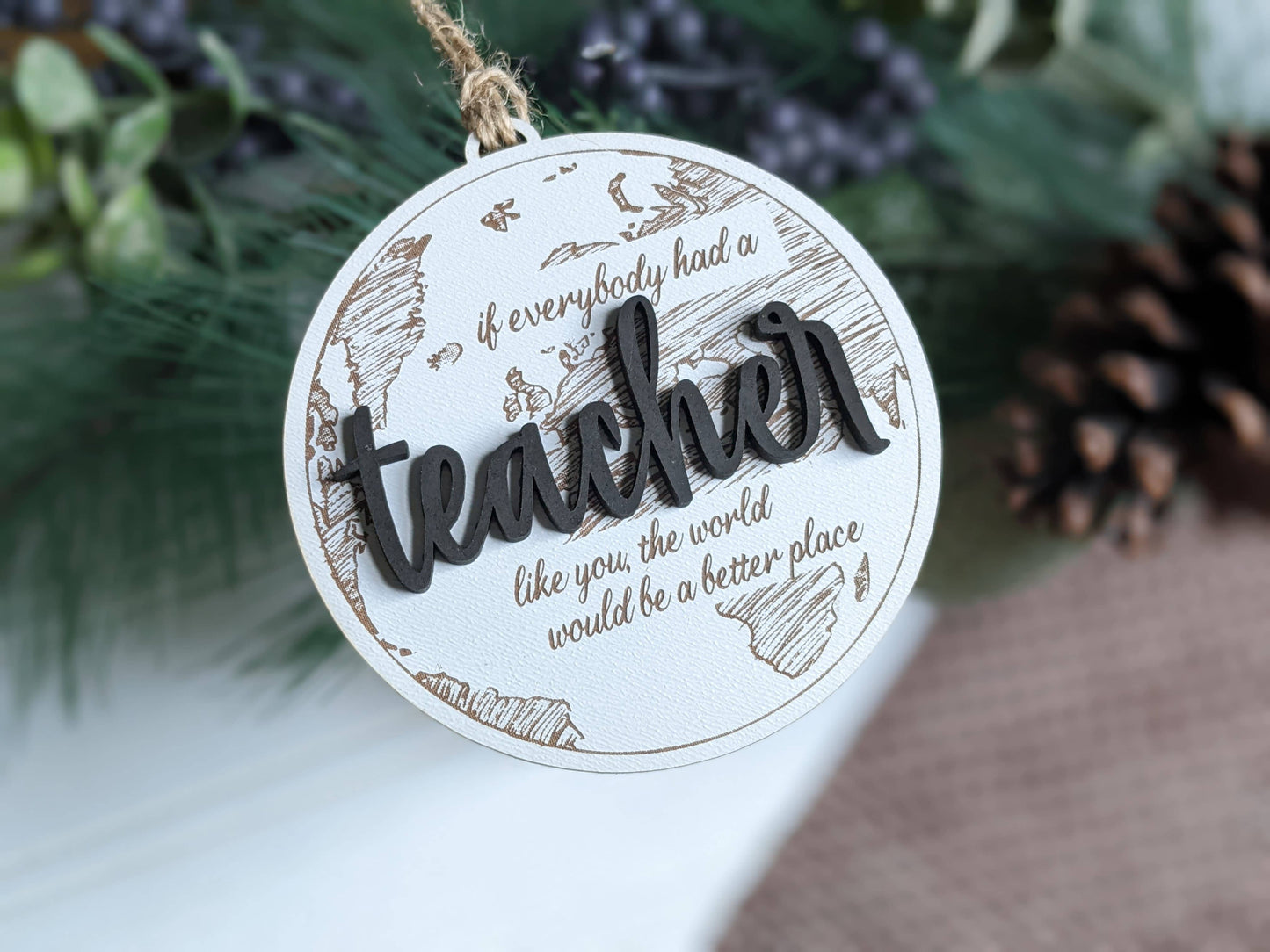 Richer Design Co. - TEACHER GLOBE ORNAMENT