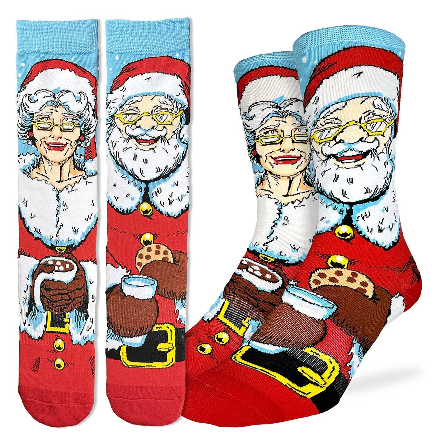 Men's Santa and Mrs. Claus Christmas Socks: Shoe Size 8-13
