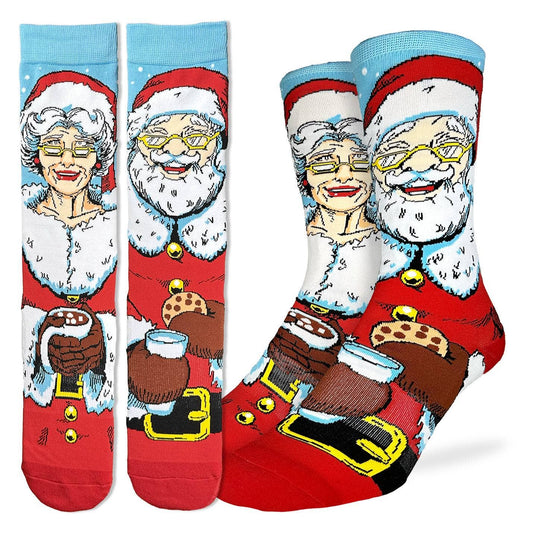 Men's Santa and Mrs. Claus Christmas Socks: Shoe Size 8-13