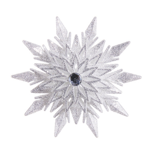 4.5 Inch White Glittered Snowflake Ornament