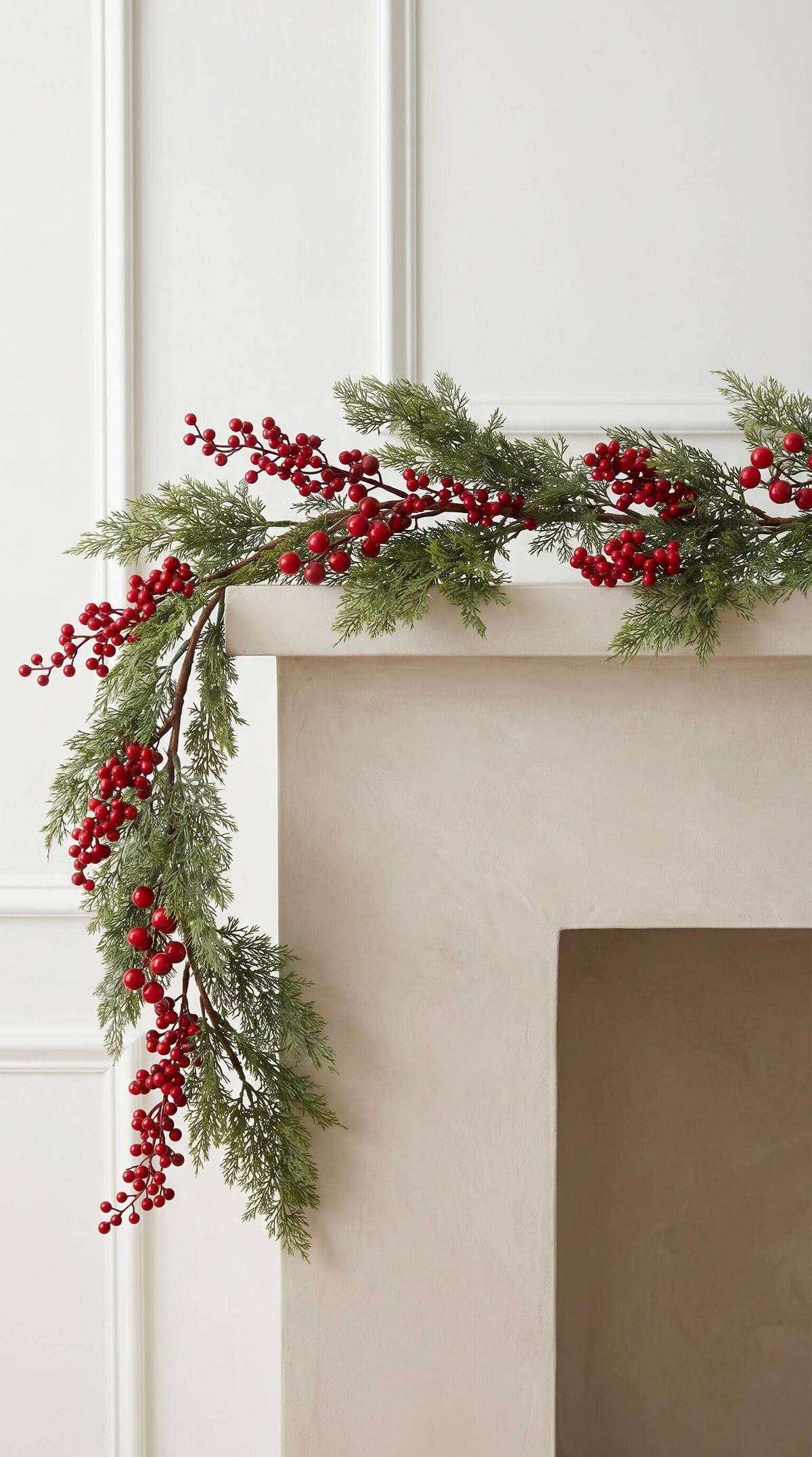 Real Touch Christmas Garland, Red Berry Cypress, 60 Inch