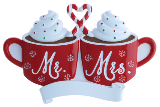 PolarX Ornaments - Mr. & Mrs. Hot Cocoa Mugs Personalized Ornament