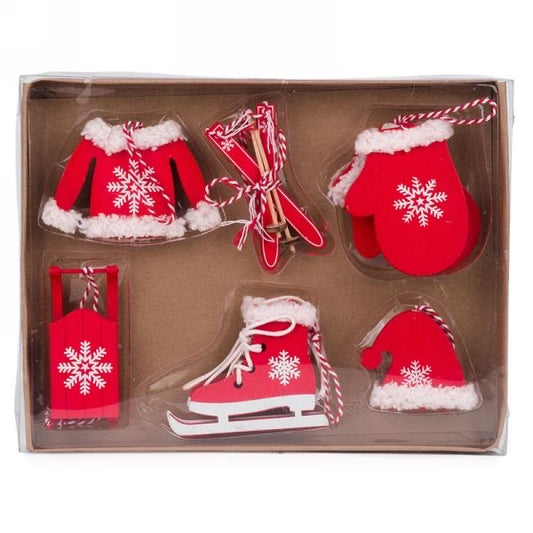 Set of Six Winter Ornaments