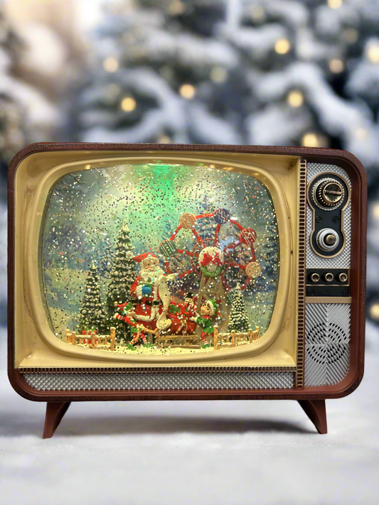 6.75"H LIGHTED MUSICAL SWIRL
TV; SANTA WITH FERRIS WHEEL