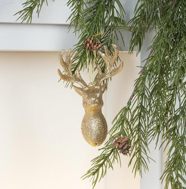 Glitter Reindeer Bust Ornament