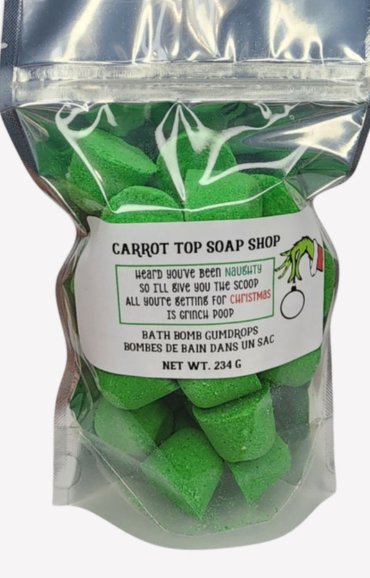 Bath Bomb Gum Drops, Grinch Poop, 234 Gram Bag