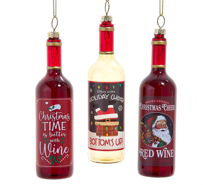 Glass Wine Bottle With Sayings Ornament