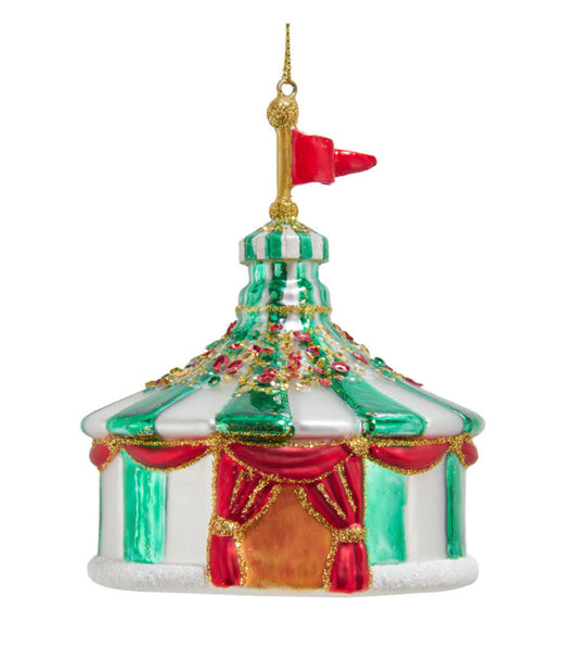 Glass Green Carnival Tent Ornament