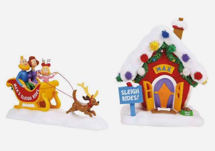 Grinch Village Max’s Sleigh Rides Set of 2