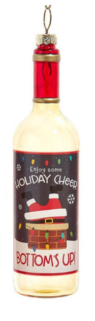 Glass Wine Bottle With Sayings Ornament