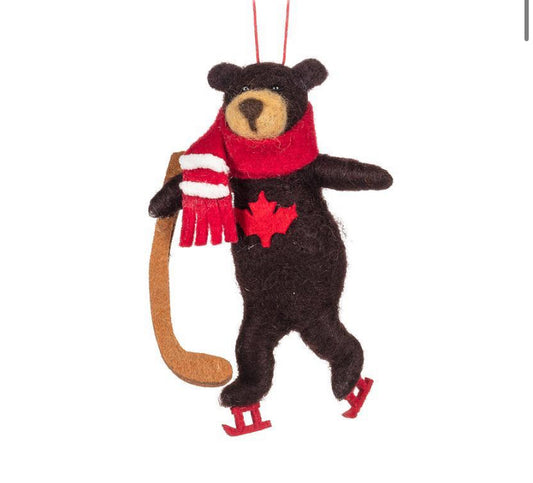 Canada Hockey Bear Ornament