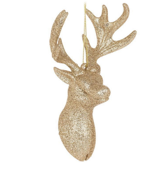 Glitter Reindeer Bust Ornament