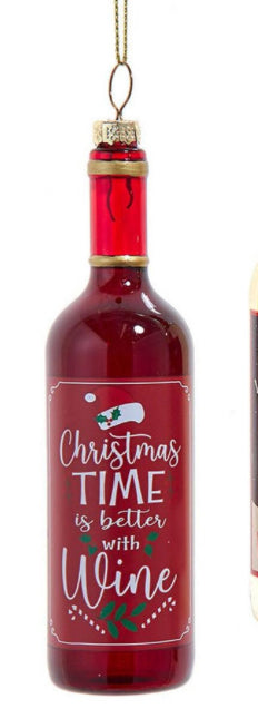 Glass Wine Bottle With Sayings Ornament
