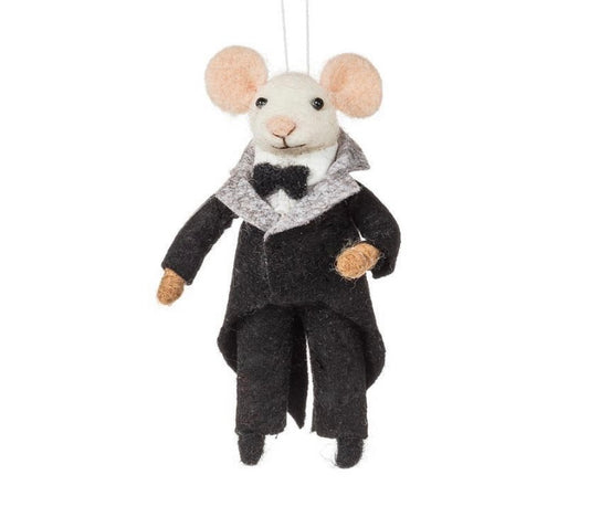 Groom Mouse Ornament in Tuxedo