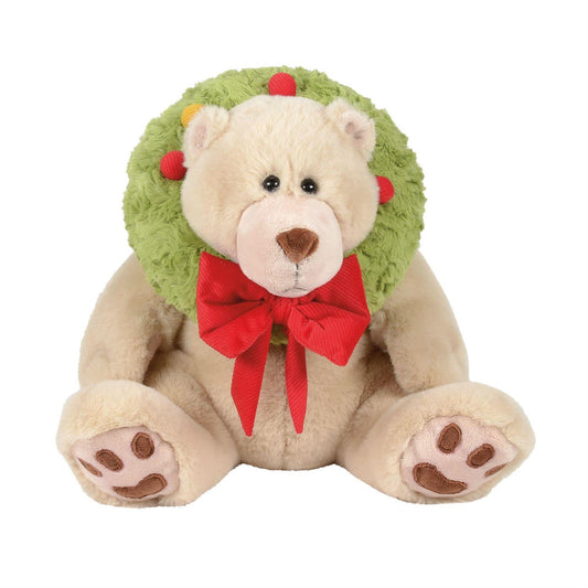Bubba Jinglepaws is a bear who believes in bringing joy wherever he goes! Draped in a festive wreath complete with flashing lights and a catchy Christmas carol, Bubba Jinglepaws is always up for a good time. 2-AAA batteries not included.