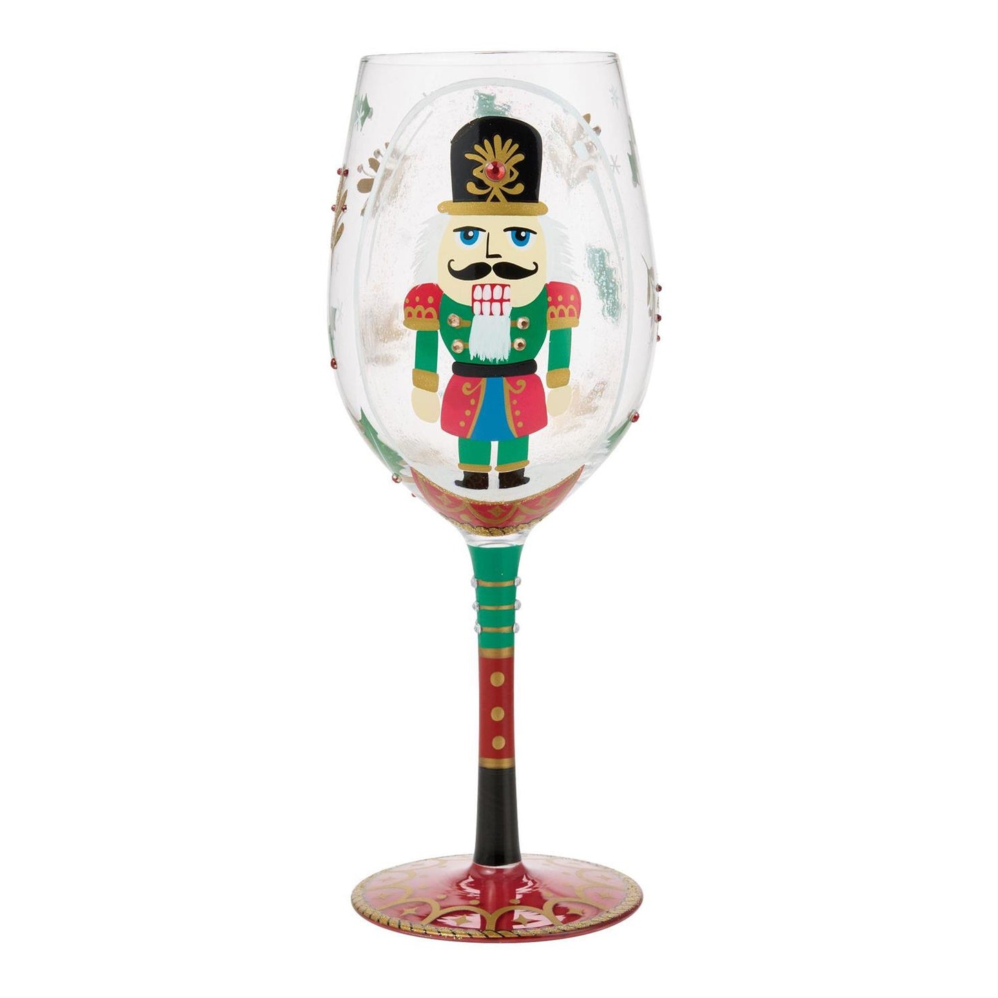 Nutcracker Snow Globe Wine Glass